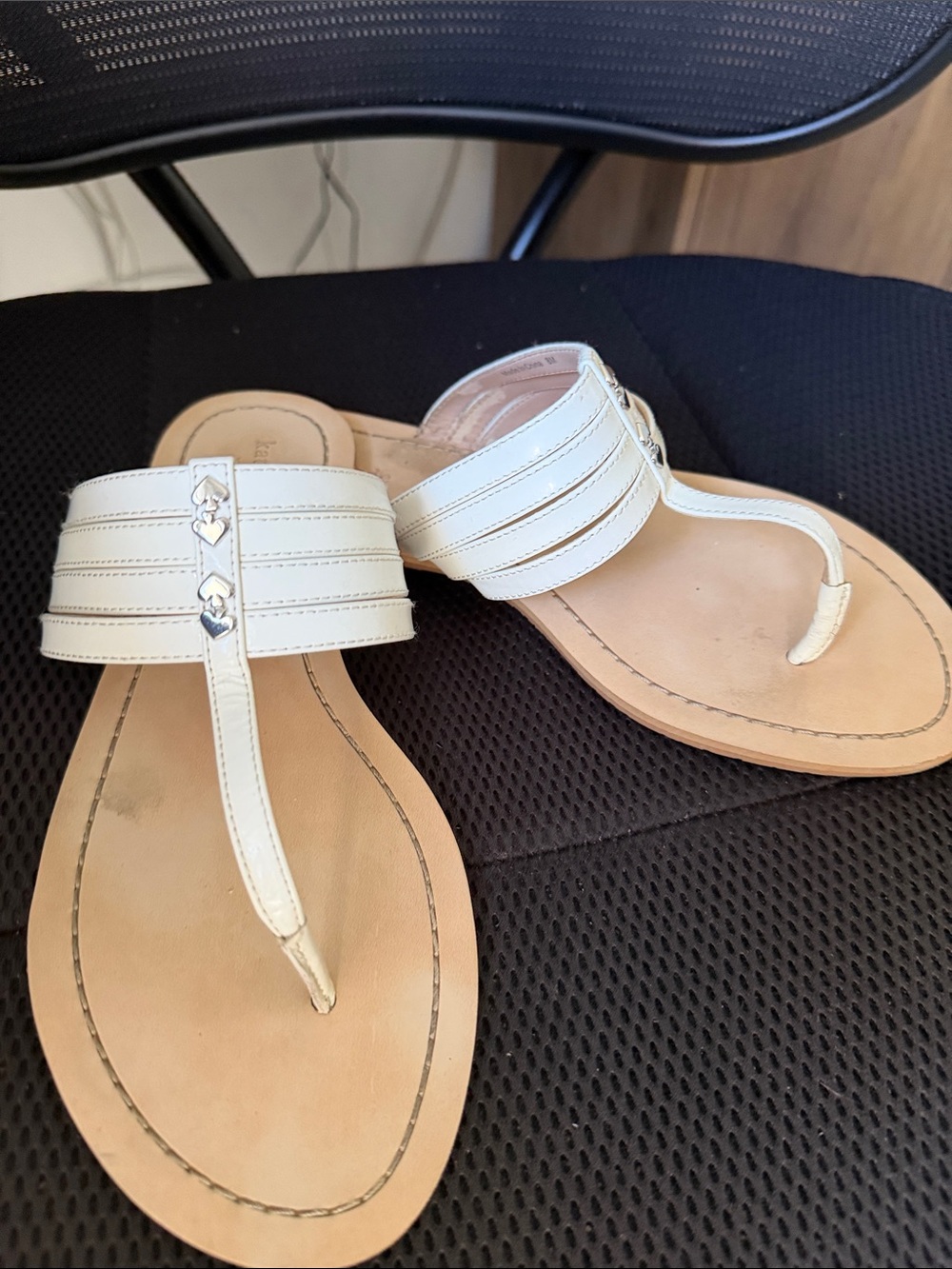 Kate spade Women’s White Leather T-Strap Sandals